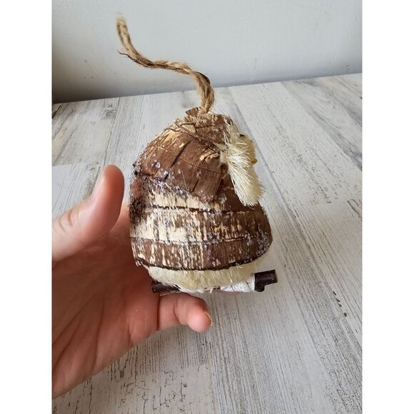 Sisal owl ornament bottle brush bird life like wood - Picture 6 of 9